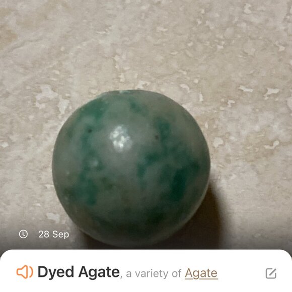 Green White Dyed Agate Necklace, Large Matte Gemstone Beaded Necklace 18" - Picture 10 of 11